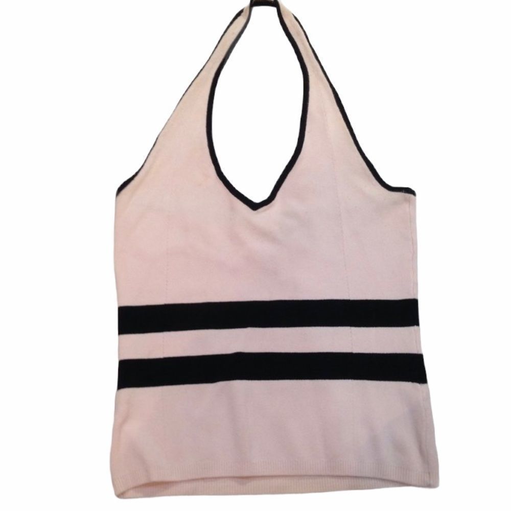 Wayne Rogers Pink And Black Cropped Halter Top